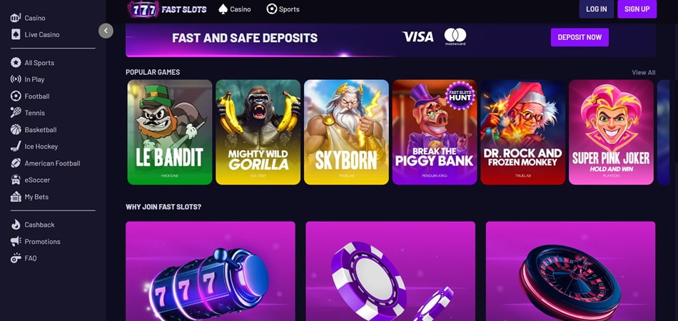 FastSlots casino interface