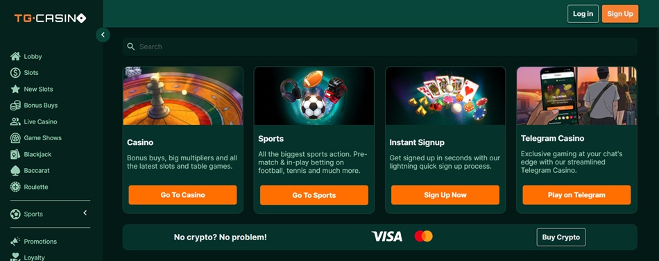 TG Casino Telegram interface
