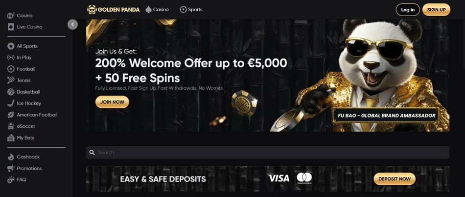Golden Panda casino interface