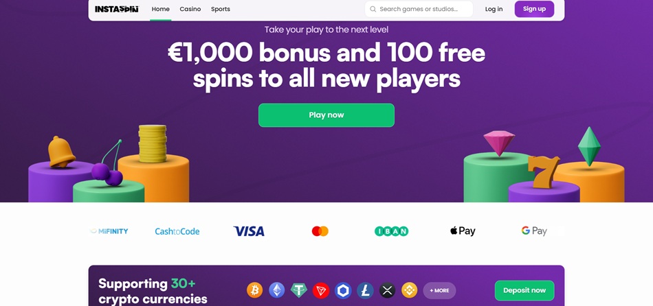 InstaSpin online casino interface